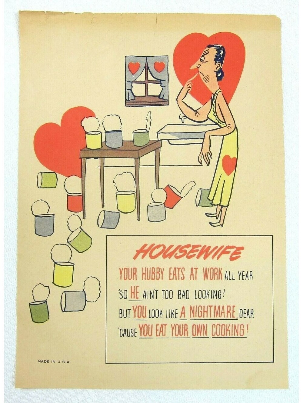 Vintage Vinegar Valentine Housewife Penny Dreadful Sarcasm Insult Poem Ephemera